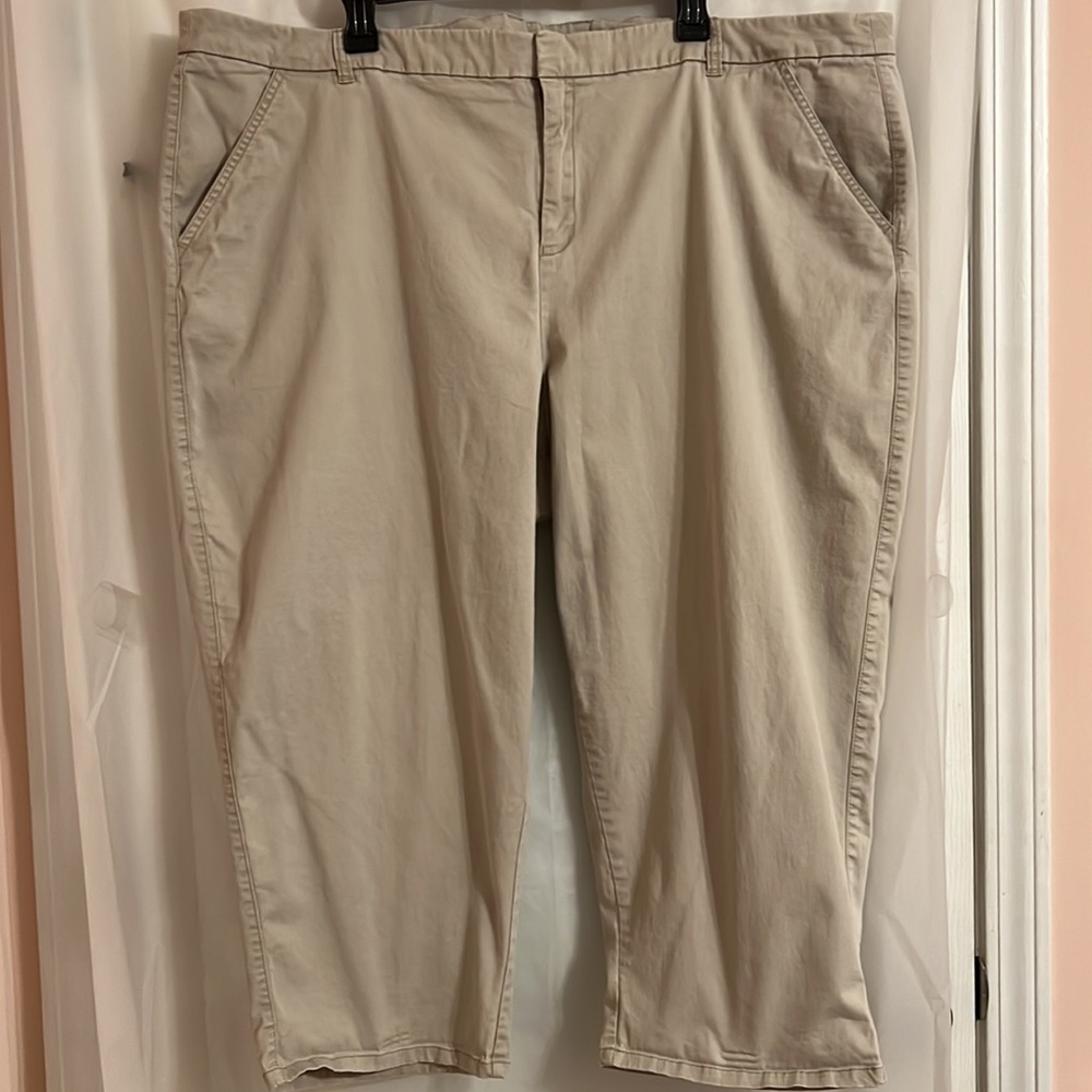 Lane Bryant Khaki Crop Pants 28W